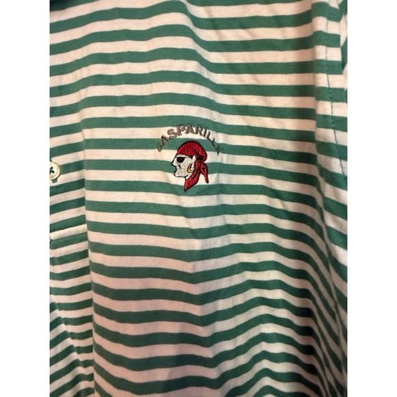 VTG Fairway & Greene Gasparilla Golf Club Golf Polo Striped Teal Cotton Sz L - Picture 3 of 6